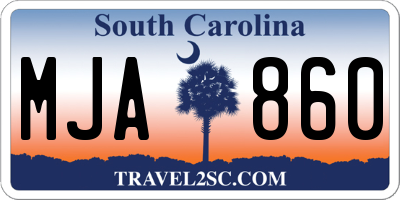 SC license plate MJA860