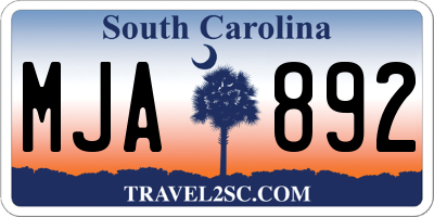 SC license plate MJA892