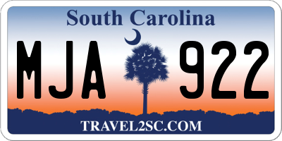 SC license plate MJA922
