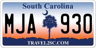 SC license plate MJA930