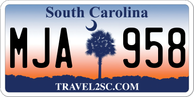 SC license plate MJA958