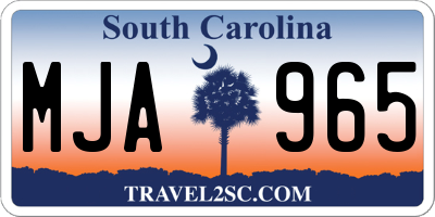 SC license plate MJA965