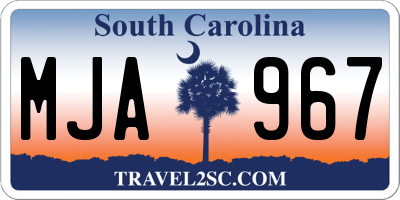 SC license plate MJA967
