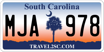 SC license plate MJA978