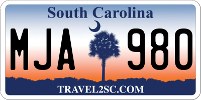 SC license plate MJA980