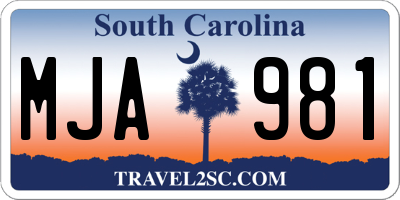 SC license plate MJA981