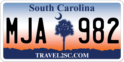 SC license plate MJA982