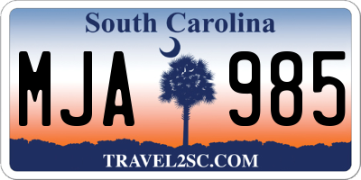 SC license plate MJA985