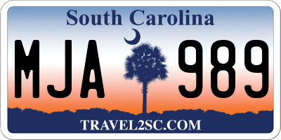 SC license plate MJA989