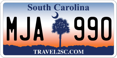 SC license plate MJA990
