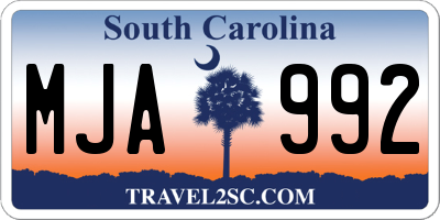 SC license plate MJA992