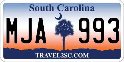 SC license plate MJA993