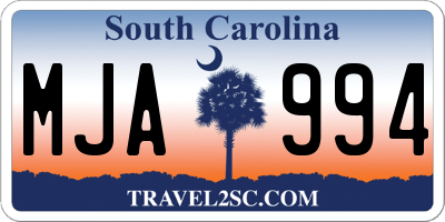 SC license plate MJA994