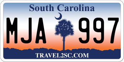 SC license plate MJA997