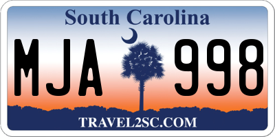 SC license plate MJA998