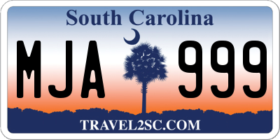 SC license plate MJA999