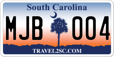 SC license plate MJB004