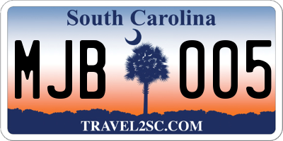 SC license plate MJB005