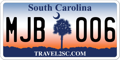 SC license plate MJB006