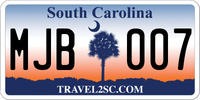 SC license plate MJB007