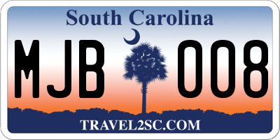 SC license plate MJB008