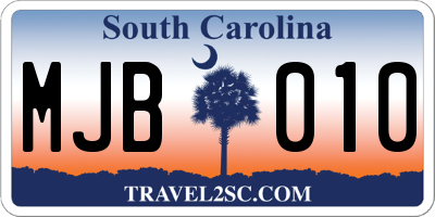 SC license plate MJB010