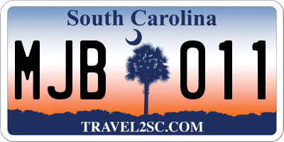 SC license plate MJB011