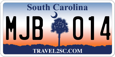 SC license plate MJB014