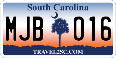 SC license plate MJB016