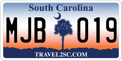 SC license plate MJB019