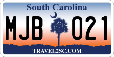 SC license plate MJB021