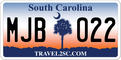 SC license plate MJB022