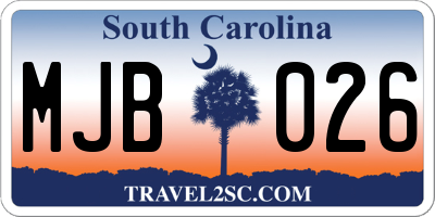 SC license plate MJB026