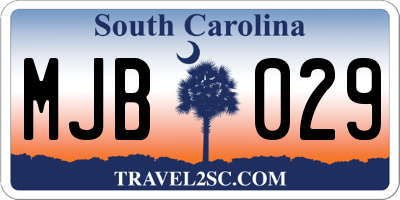 SC license plate MJB029