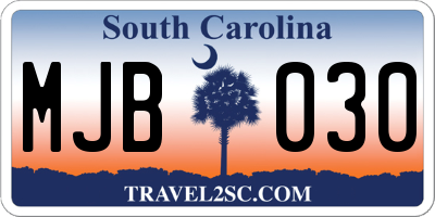 SC license plate MJB030