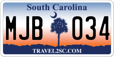 SC license plate MJB034