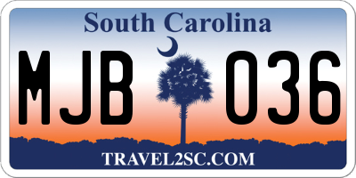 SC license plate MJB036