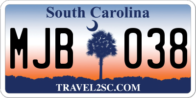 SC license plate MJB038