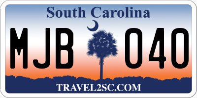 SC license plate MJB040