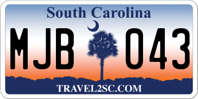 SC license plate MJB043