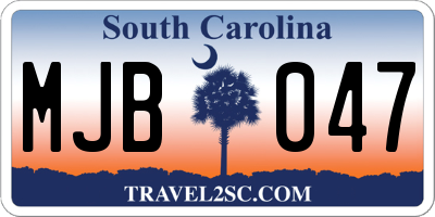SC license plate MJB047