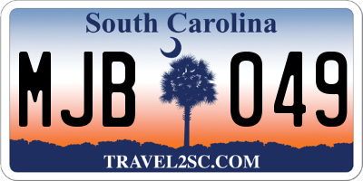 SC license plate MJB049