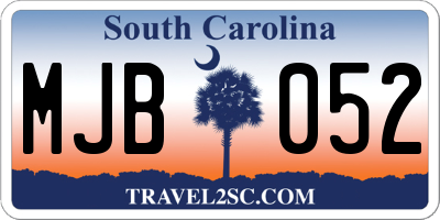 SC license plate MJB052