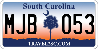 SC license plate MJB053