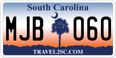 SC license plate MJB060