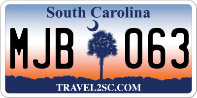 SC license plate MJB063