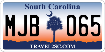 SC license plate MJB065