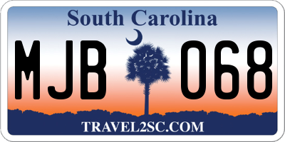 SC license plate MJB068