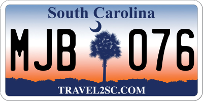 SC license plate MJB076