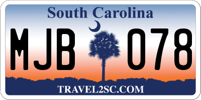 SC license plate MJB078